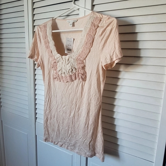 BANANA REPUBLIC Blush Textured Tee, Size S - Picture 3 of 4